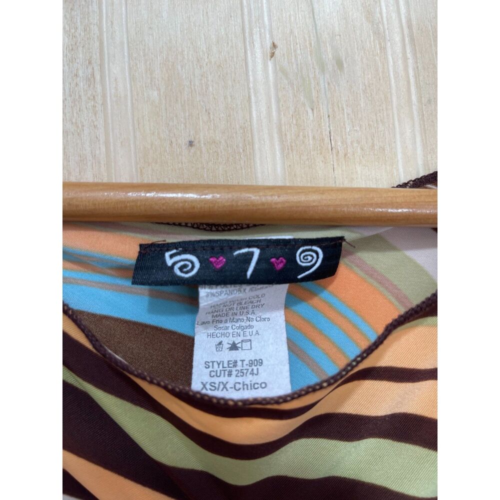 VTG 579 blouse Y2K USA made top stripes britney retro grunge casual women XS - Picture 5 of 6